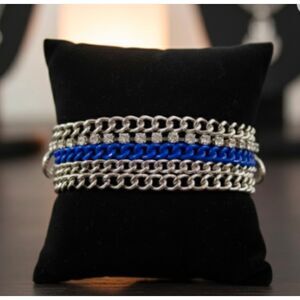 Banana Republic Women's Silver Layered Crystal Enamel Bracelet NWT 45 BLUE